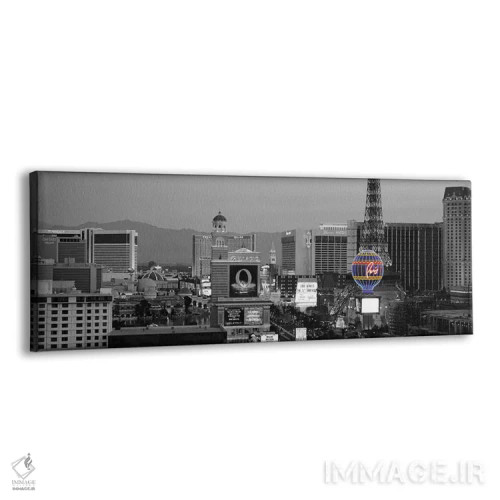 تابلو منظره پانورامای افق شب لاسوگاس با رنگ تقویتی اثر هنرمند ناشناس - نمای پرسپکتیو محصول