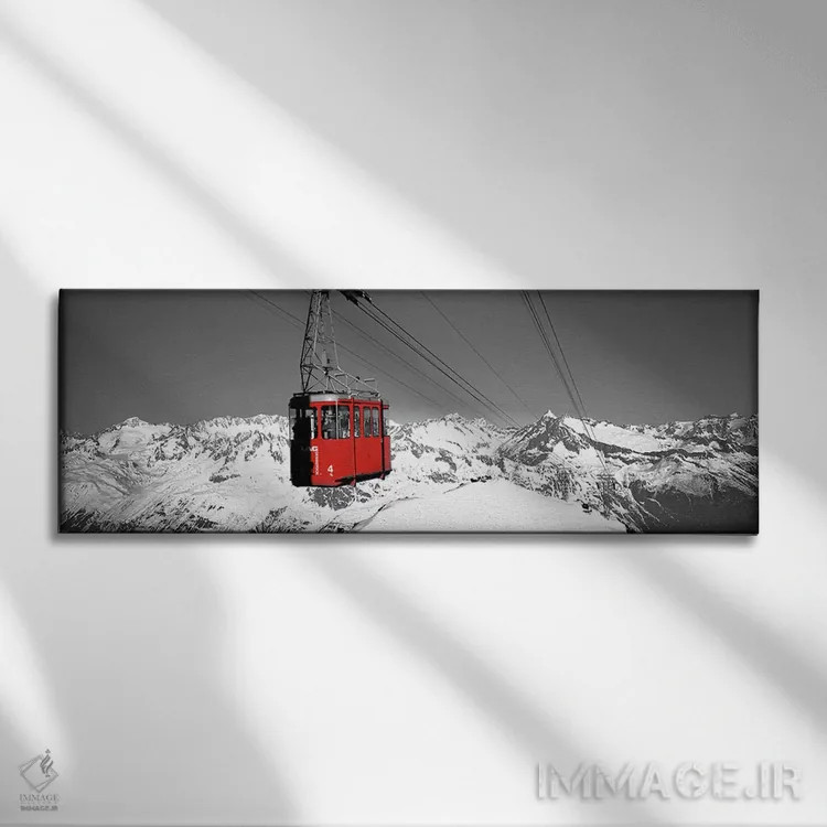 تابلو تلهکابین آندرمت سوئیس با رنگ تقویتی اثر پانورامیک ایمجز (استودیو عکاسی عریض) - نمای روبهرو روی دیوار
