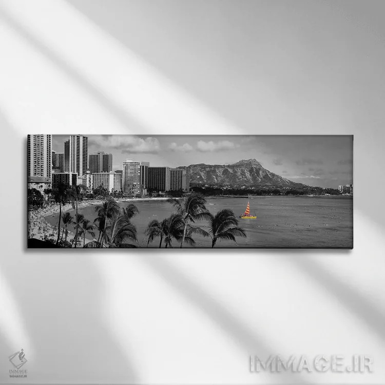 تابلو Honolulu, Hawaii, USA Color Pop,ساحل وایکیکی هونولولو هاوایی با رنگ تقویتی اثر پانورامیک ایمجز (استودیو عکاسی عریض) - نمای روبهرو روی دیوار