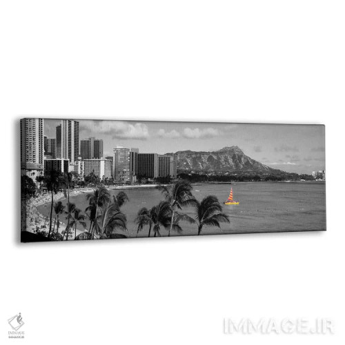 تابلو Honolulu, Hawaii, USA Color Pop,ساحل وایکیکی هونولولو هاوایی با رنگ تقویتی اثر پانورامیک ایمجز (استودیو عکاسی عریض) - نمای پرسپکتیو محصول