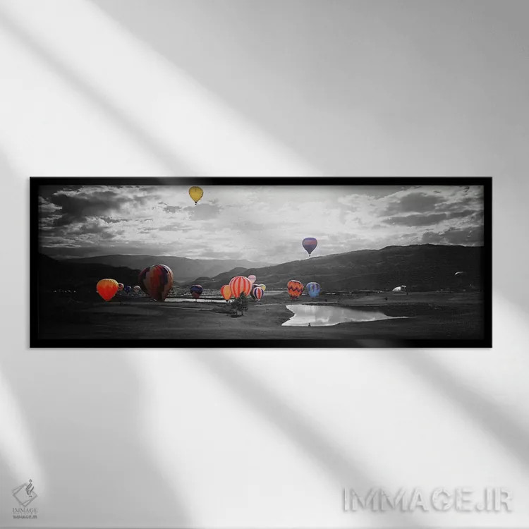 تابلو Colorado, USA Color Pop,بالنهای هوای داغ اسنومس کلرادو آمریکا با رنگ تقویتی اثر پانورامیک ایمجز (استودیو عکاسی عریض) - نمای قابدار مشکی