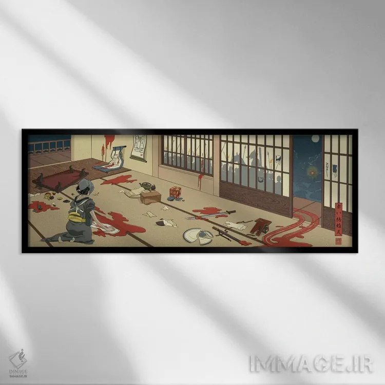 تابلو عروسی خونین (اشاره به داستان یا رخداد) اثر فایو بای فایو کالکتیو - نمای قابدار مشکی