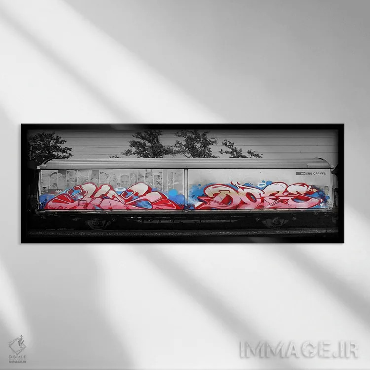 تابلو بمب گرافیتی اثر فایو بای فایو کالکتیو - نمای قابدار مشکی