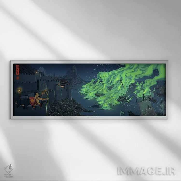 تابلو آتش سبز اثر فایو بای فایو کالکتیو - نمای قابدار سفید