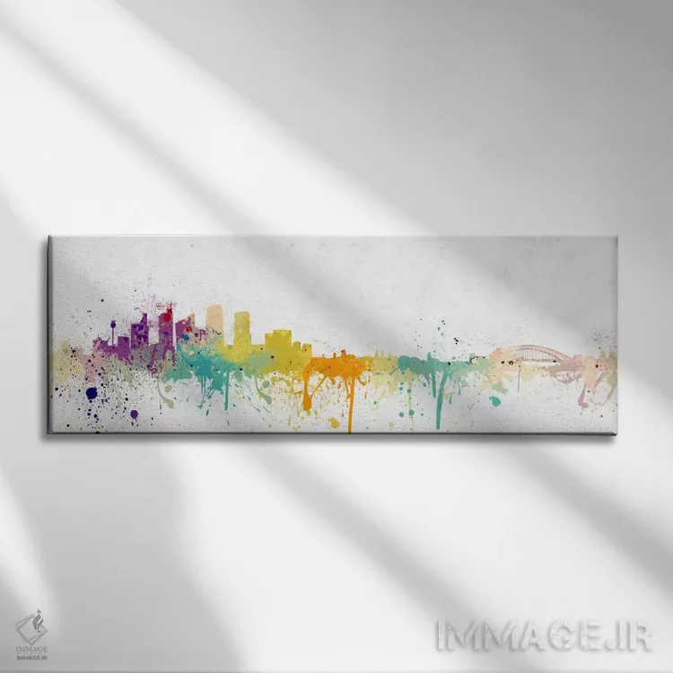 تابلو خط افق پیتسبورگ آبرنگی اثر فایو بای فایو کالکتیو - نمای روبهرو روی دیوار