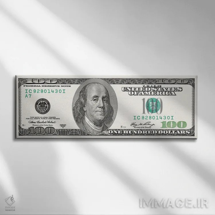 تابلو اسکناس صد دلاری اثر فایو بای فایو کالکتیو - نمای روبهرو روی دیوار