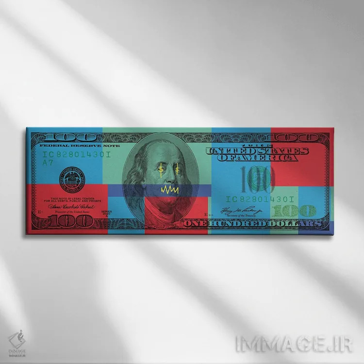 تابلو اسکناس صد دلاری اثر فایو بای فایو کالکتیو - نمای روبهرو روی دیوار