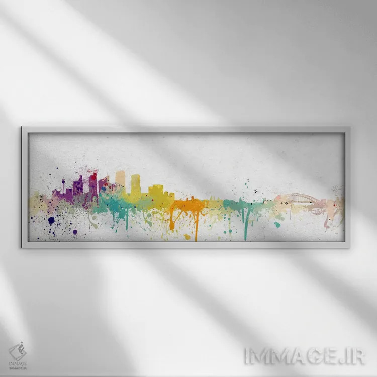 تابلو خط افق پیتسبورگ آبرنگی اثر فایو بای فایو کالکتیو - نمای قابدار سفید