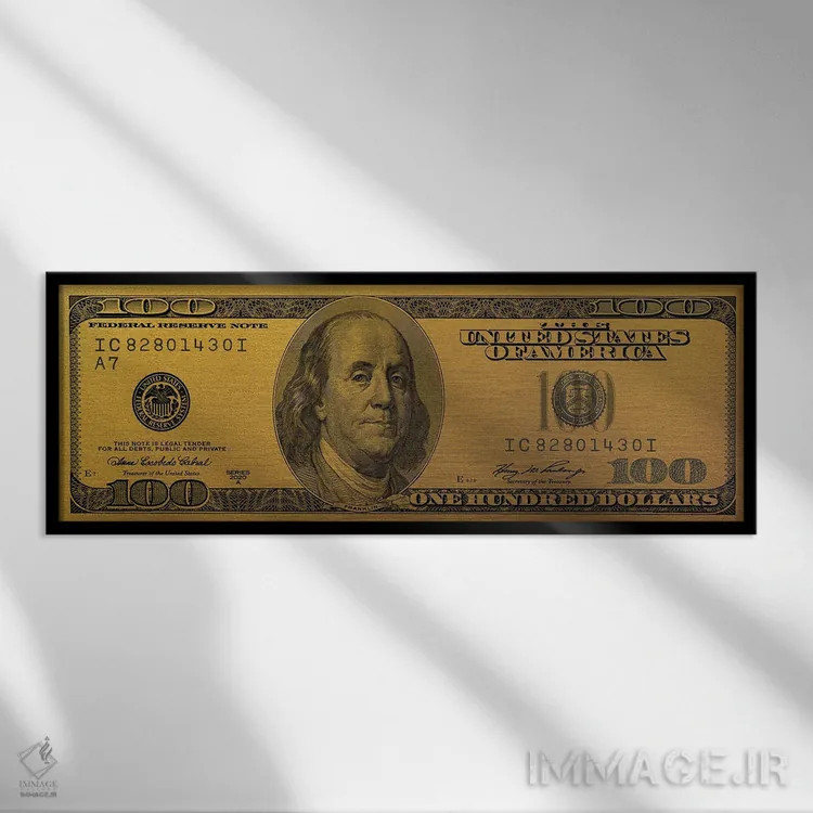 تابلو اسکناس صد دلاری اثر فایو بای فایو کالکتیو - نمای قابدار مشکی