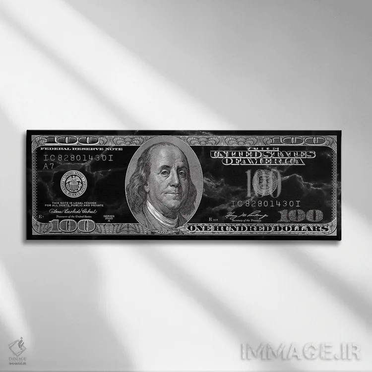 تابلو اسکناس صد دلاری اثر فایو بای فایو کالکتیو - نمای روبهرو روی دیوار