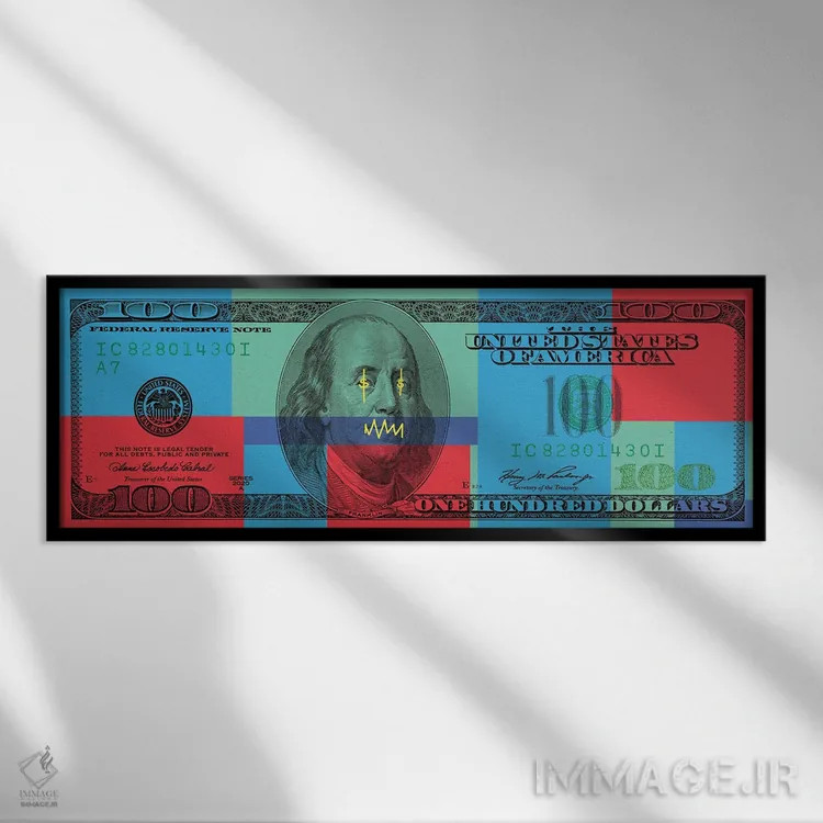 تابلو اسکناس صد دلاری اثر فایو بای فایو کالکتیو - نمای قابدار مشکی