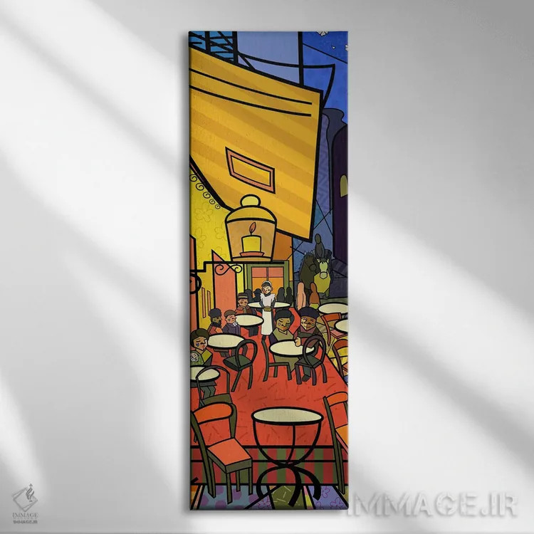تابلو تراس کافه در میدان دو فروم (برداشت از ونسان ونگوگ) اثر فایو بای فایو کالکتیو - نمای روبهرو روی دیوار