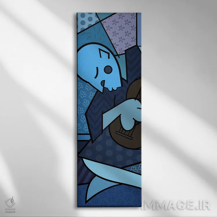 تابلو نوازنده پیر گیتار (برداشت از پابلو پیکاسو) اثر فایو بای فایو کالکتیو - نمای روبهرو روی دیوار