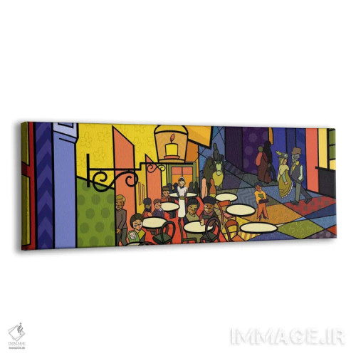 تابلو تراس کافه در میدان دو فروم ۲ (برداشت از ونگوگ) اثر فایو بای فایو کالکتیو - نمای پرسپکتیو محصول