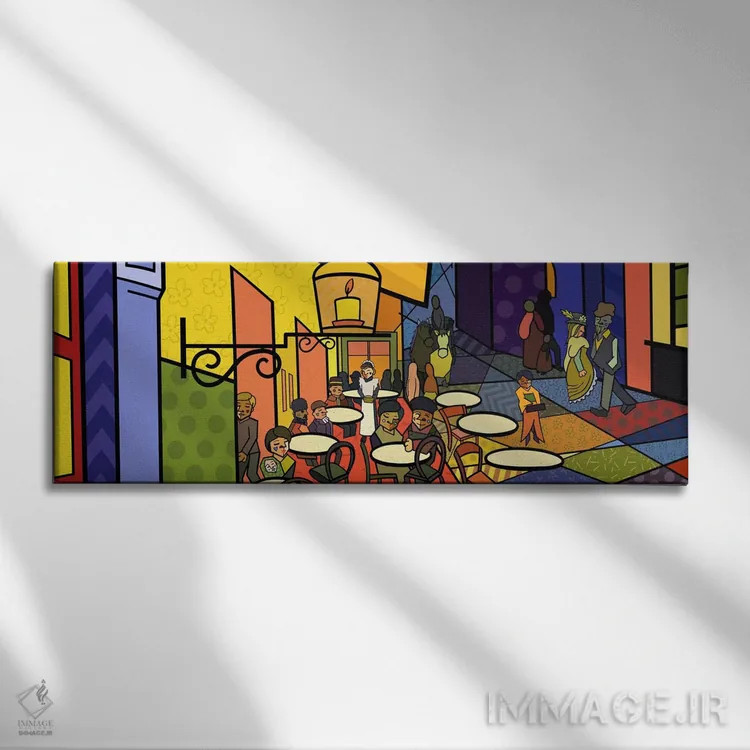 تابلو تراس کافه در میدان دو فروم ۲ (برداشت از ونگوگ) اثر فایو بای فایو کالکتیو - نمای روبهرو روی دیوار