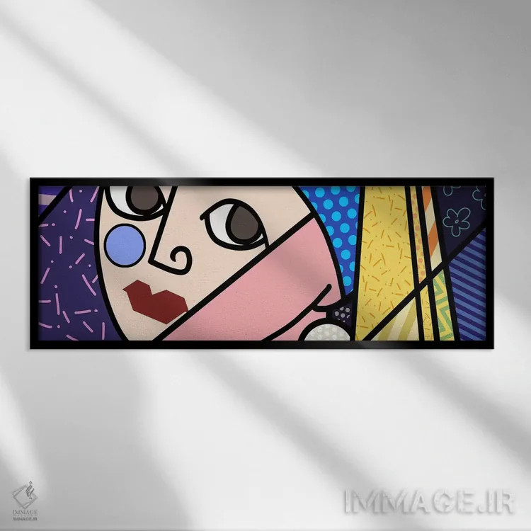 تابلو دختر با گوشواره مروارید ۲ (برداشت از یوهانس ورمیر) اثر فایو بای فایو کالکتیو - نمای قابدار مشکی