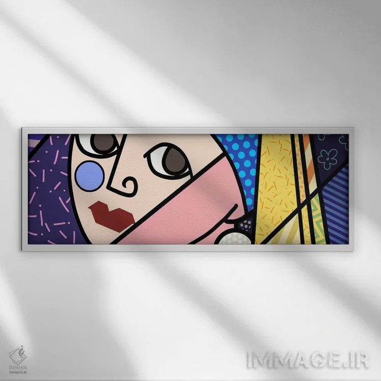 تابلو دختر با گوشواره مروارید ۲ (برداشت از یوهانس ورمیر) اثر فایو بای فایو کالکتیو - نمای قابدار سفید