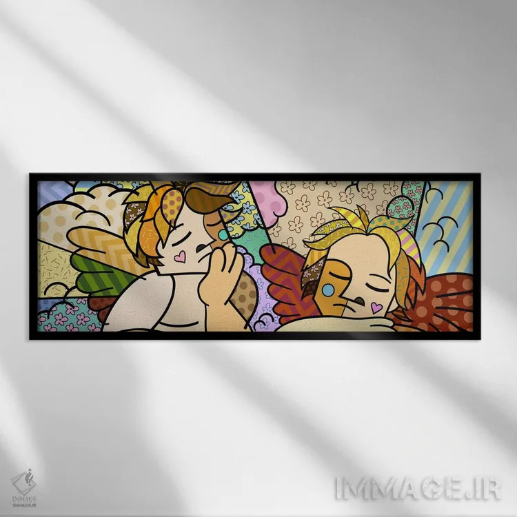 تابلو دو فرشته (برداشت از رافائل) اثر فایو بای فایو کالکتیو - نمای قابدار مشکی