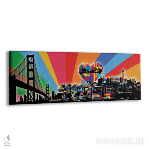 تابلو پاپ سایکدلیک سانفرانسیسکو (سبک هنری) اثر فایو بای فایو کالکتیو - نمای پرسپکتیو محصول