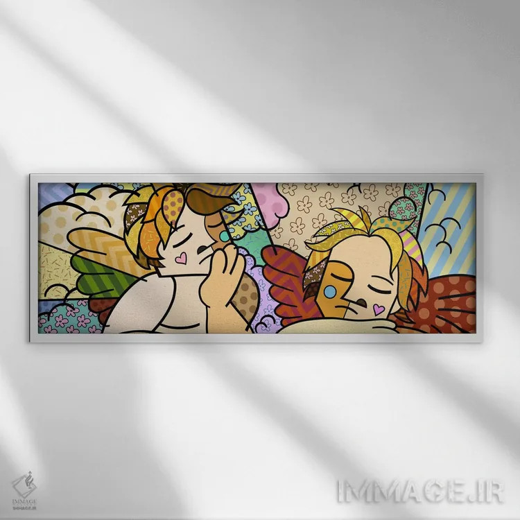 تابلو دو فرشته (برداشت از رافائل) اثر فایو بای فایو کالکتیو - نمای قابدار سفید