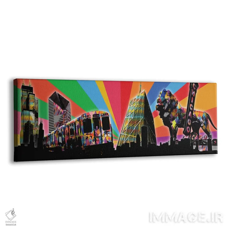 تابلو پاپ سایکدلیک شیکاگو (سبک هنری) اثر فایو بای فایو کالکتیو - نمای پرسپکتیو محصول