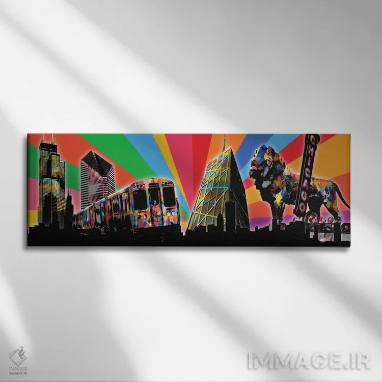 تابلو پاپ سایکدلیک شیکاگو (سبک هنری) اثر فایو بای فایو کالکتیو - نمای روبهرو روی دیوار