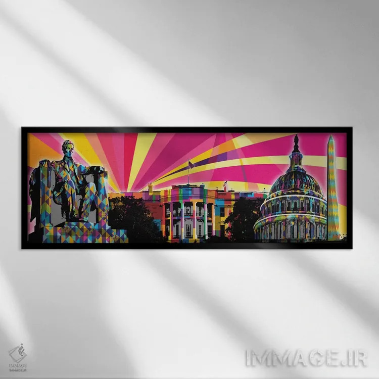 تابلو پاپ سایکدلیک دیسی (واشنگتن) اثر فایو بای فایو کالکتیو - نمای قابدار مشکی