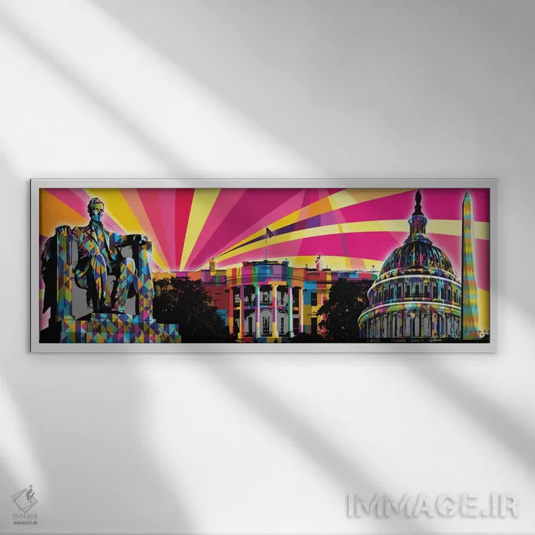 تابلو پاپ سایکدلیک دیسی (واشنگتن) اثر فایو بای فایو کالکتیو - نمای قابدار سفید