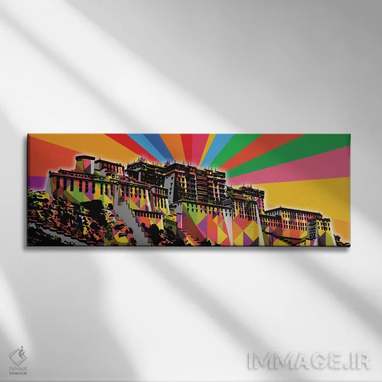 تابلو پاپ سایکدلیک کاخ پوتالا (تبت) اثر فایو بای فایو کالکتیو - نمای روبهرو روی دیوار