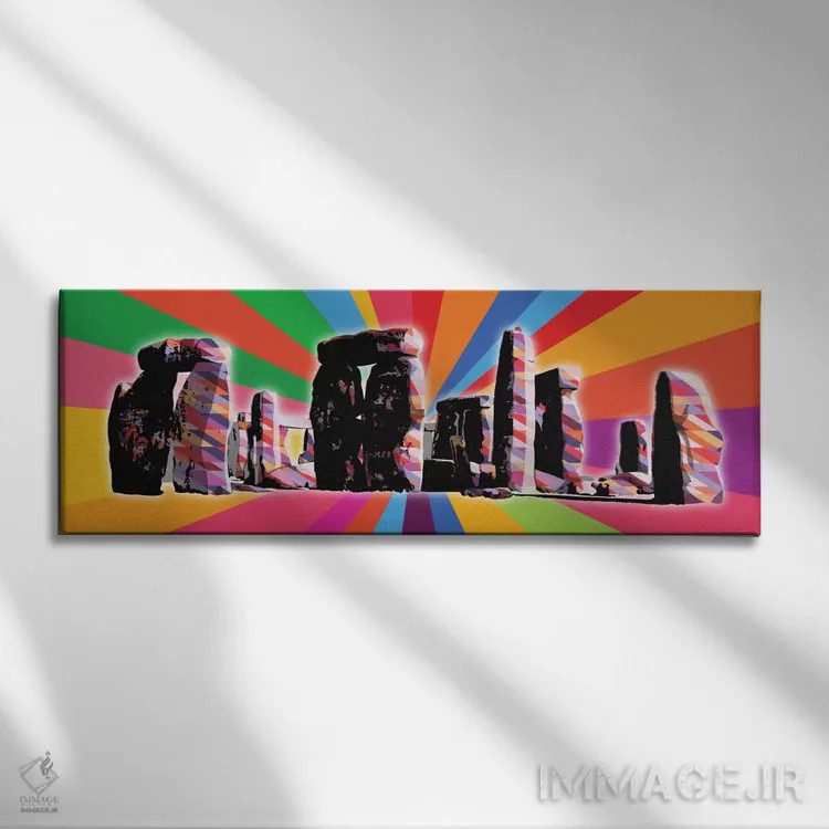 تابلو پاپ سایکدلیک استونهنج (انگلیس) اثر فایو بای فایو کالکتیو - نمای روبهرو روی دیوار