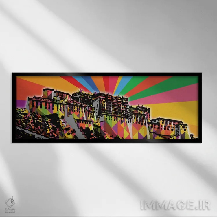 تابلو پاپ سایکدلیک کاخ پوتالا (تبت) اثر فایو بای فایو کالکتیو - نمای قابدار مشکی