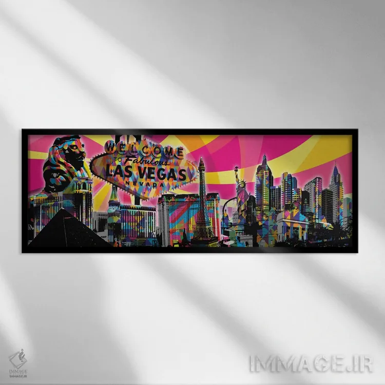 تابلو پاپ سایکدلیک لاس وگاس اثر فایو بای فایو کالکتیو - نمای قابدار مشکی