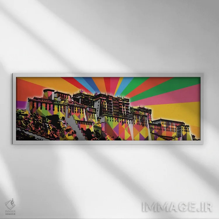 تابلو پاپ سایکدلیک کاخ پوتالا (تبت) اثر فایو بای فایو کالکتیو - نمای قابدار سفید