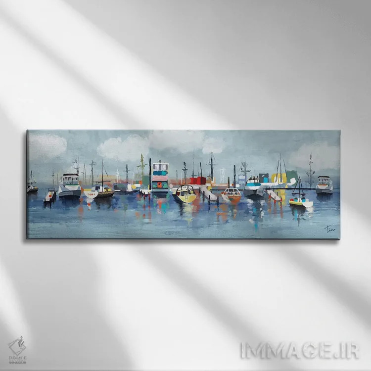 تابلو بندرگاه در مه اثر تینا فین - نمای روبهرو روی دیوار