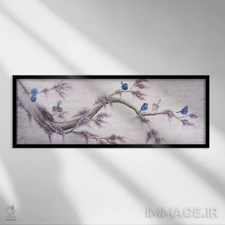 تابلو پریورنهای باشکوه (نوعی پرنده استرالیایی) اثر ایزابیلا کارولِویچ - نمای قابدار مشکی
