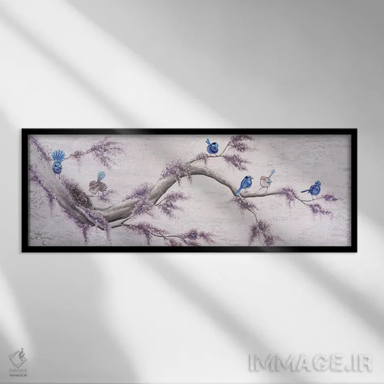 تابلو پریورنهای باشکوه (نوعی پرنده استرالیایی) اثر ایزابیلا کارولِویچ - نمای قابدار مشکی