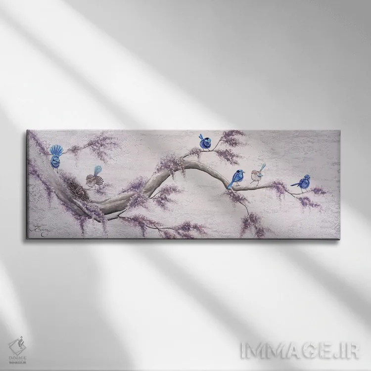 تابلو پریورنهای باشکوه (نوعی پرنده استرالیایی) اثر ایزابیلا کارولِویچ - نمای روبهرو روی دیوار