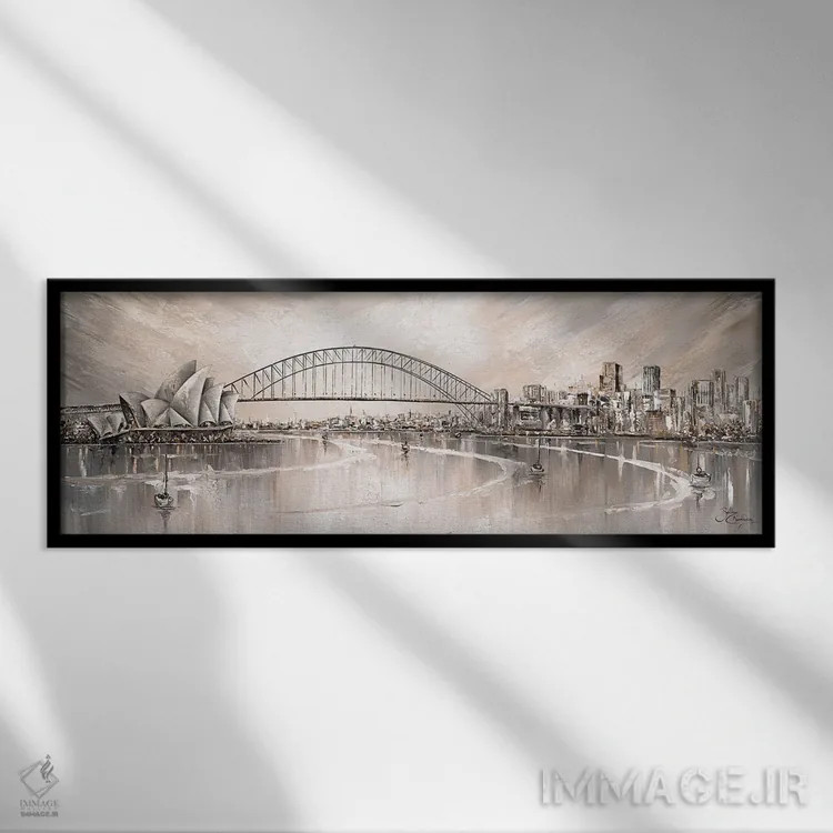 تابلو نمای پانورامای سیدنی اثر ایزابیلا کارولِویچ - نمای قابدار مشکی