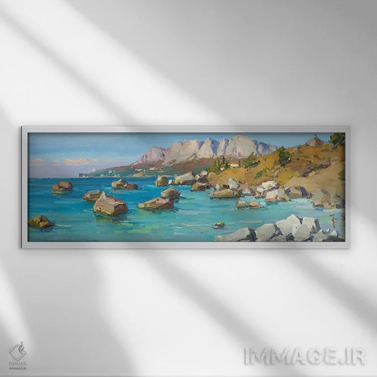 تابلو کنار دریای پاییزی اثر ایگور پوزدف - نمای قابدار سفید