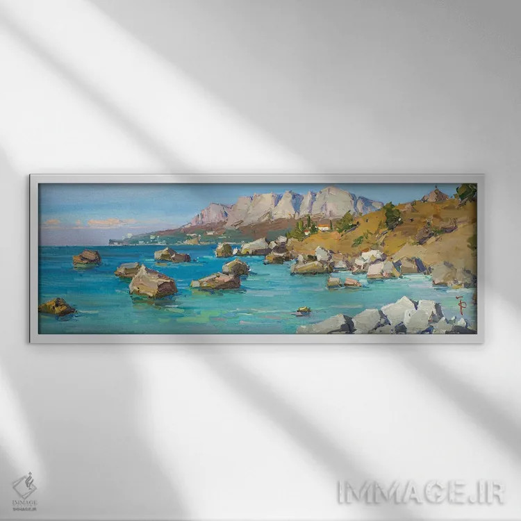 تابلو کنار دریای پاییزی اثر ایگور پوزدف - نمای قابدار سفید
