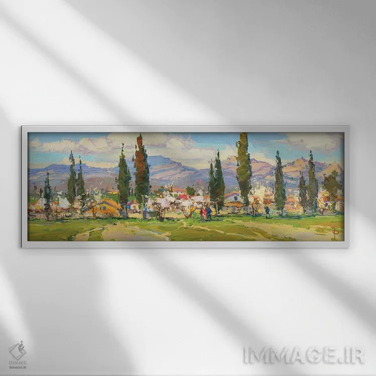 تابلو درختان صنوبر آمریکایی اثر ایگور پوزدف - نمای قابدار سفید