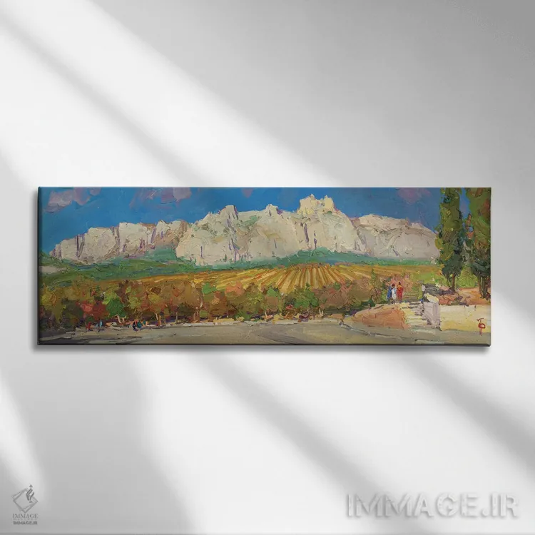 تابلو مزارع انگور پای کوه آیپتری اثر ایگور پوزدف - نمای روبهرو روی دیوار