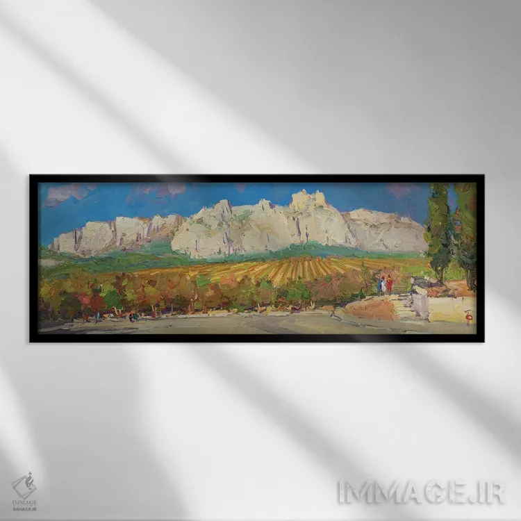 تابلو مزارع انگور پای کوه آیپتری اثر ایگور پوزدف - نمای قابدار مشکی