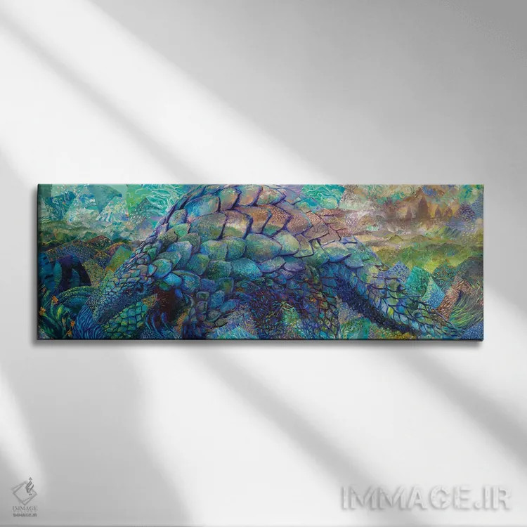 تابلو پانگولین (نوعی پستاندار پولکدار) اثر آیریس اسکات - نمای روبهرو روی دیوار