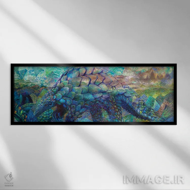 تابلو آسمان پانگولین اثر آیریس اسکات - نمای قابدار مشکی