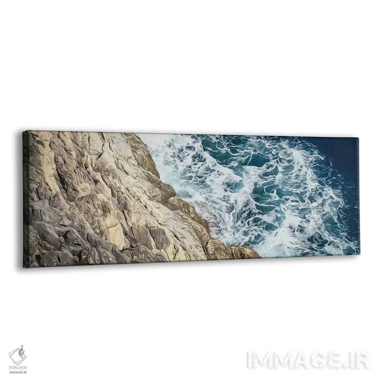 تابلو سنگها و موجهای دریا اثر ایوجنیا بیدیوک - نمای پرسپکتیو محصول