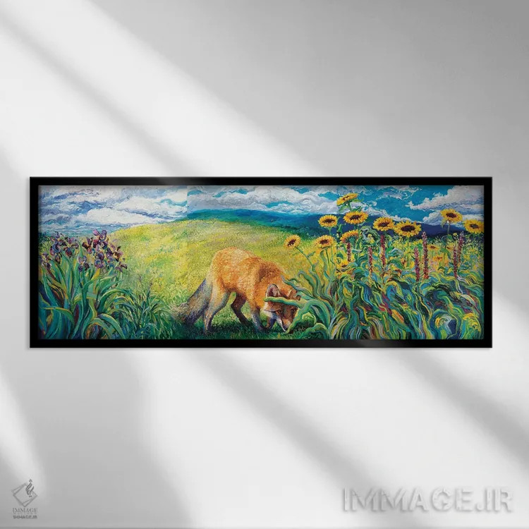 تابلو سهلتی روباهگون اثر آیریس اسکات - نمای قابدار مشکی