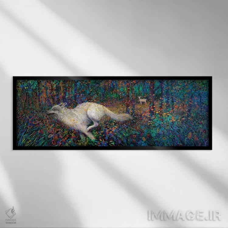 تابلو دنبال کردن خرگوش سفید اثر آیریس اسکات - نمای قابدار مشکی