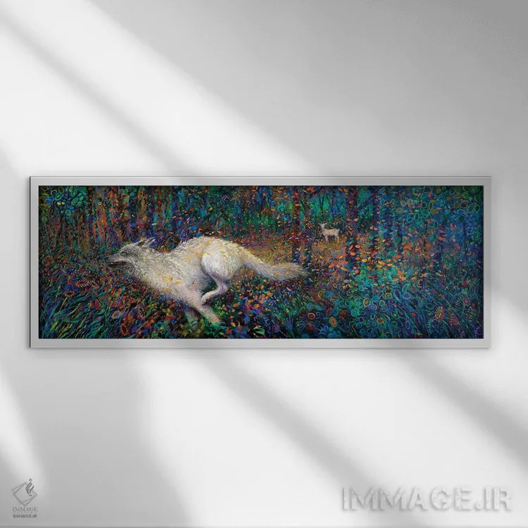 تابلو دنبال کردن خرگوش سفید اثر آیریس اسکات - نمای قابدار سفید