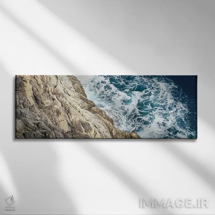 تابلو سنگها و موجهای دریا اثر ایوجنیا بیدیوک - نمای روبهرو روی دیوار
